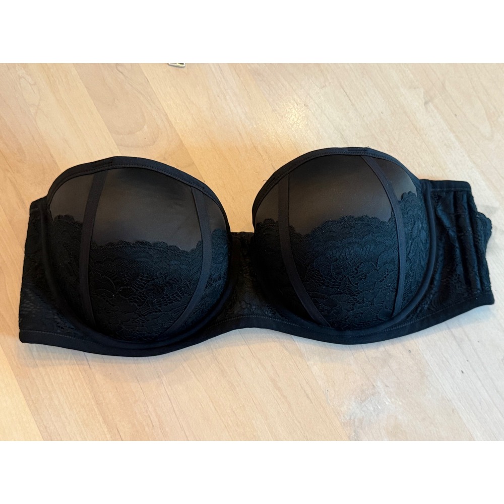 Torrid Curve Black Lace‎ Strapless Push Up Bra Plus Size 44DDD Sexy